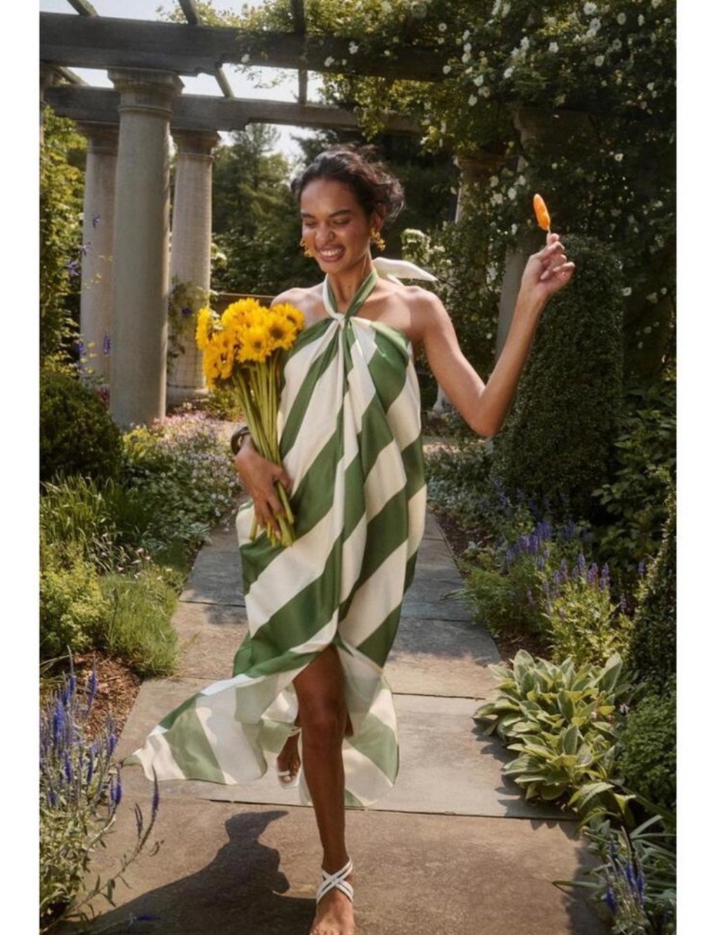 Ronny Kobo Chantell Dress in Palm Green Ivory